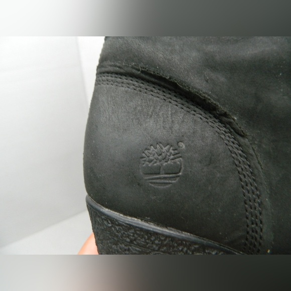 Timberland Earthkeepers Leather Black 3.5in heel bootie boots size 7W - Picture 3 of 13